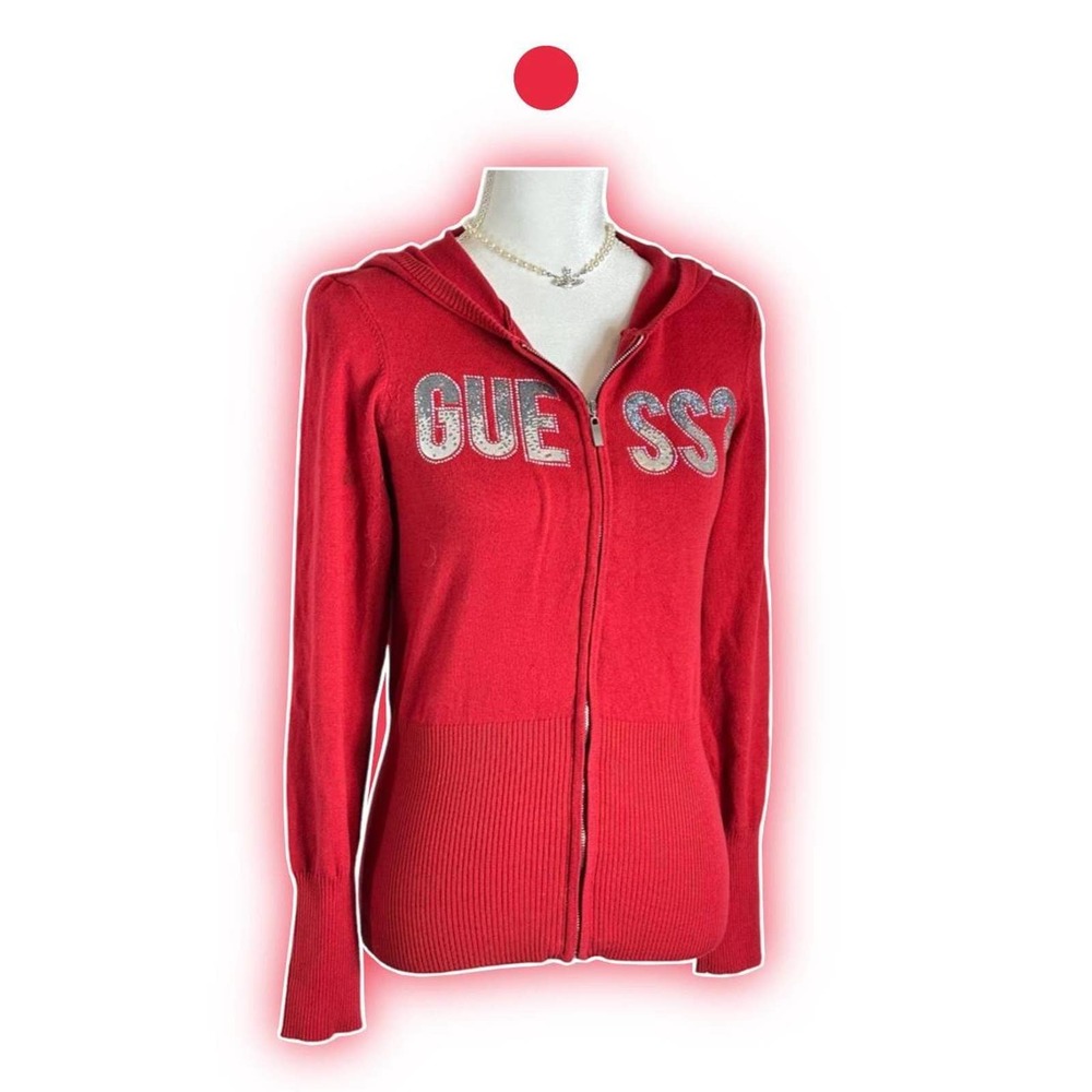 Y2k red guess blink zip up hoodie